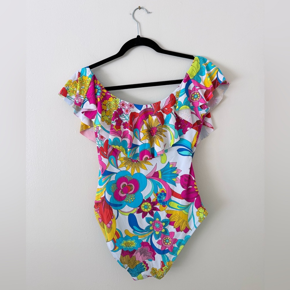 Trina Turk One Piece Swimsuit Womens XS/S Floral Multicolor Maximalist Vacation - Picture 5 of 9